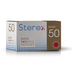 Sterex Gold Two Piece Needle by Art of Electrolysis, a professional electrolysis needle for precise and safe permanent hair removal.