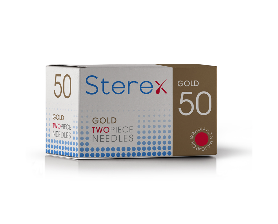 Sterex Gold Two Piece Needle by Art of Electrolysis, a professional electrolysis needle for precise and safe permanent hair removal.
