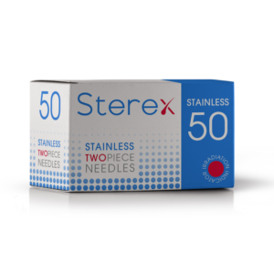 Sterex Stainless Two Piece Needle by Art of Electrolysis, a professional electrolysis needle for precise and safe permanent hair removal.
